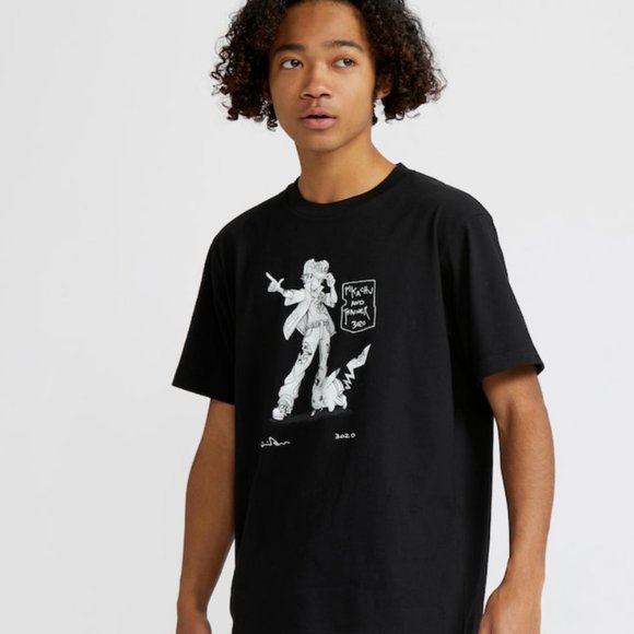 DANIEL ARSHAM X POKEMON T-Shirt Pikachu and Trainer 3020 UNIQLO Size S New - Picture 3 of 7